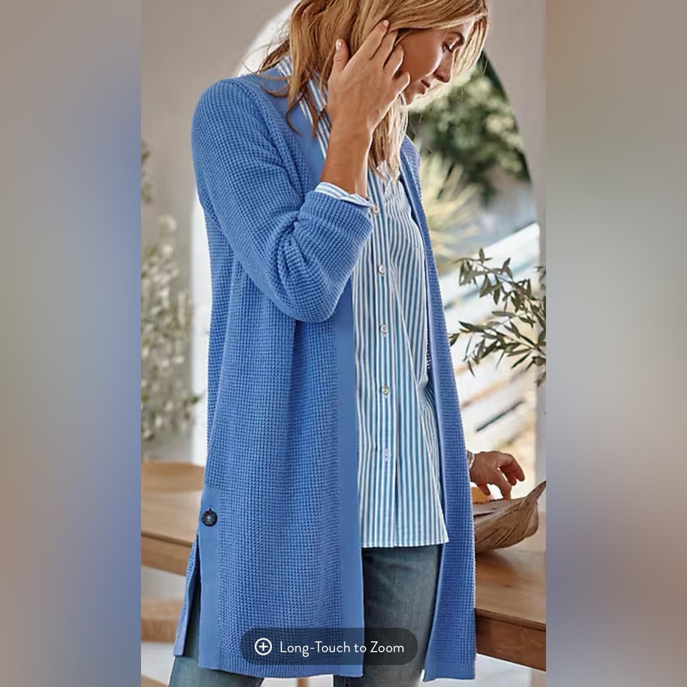 J. Jill Textured Open-Front Cardi Crystal Blue